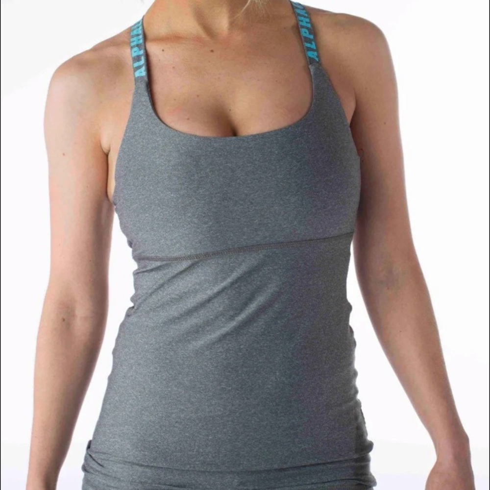 Alphalete women’s crossback tank grey blue size M